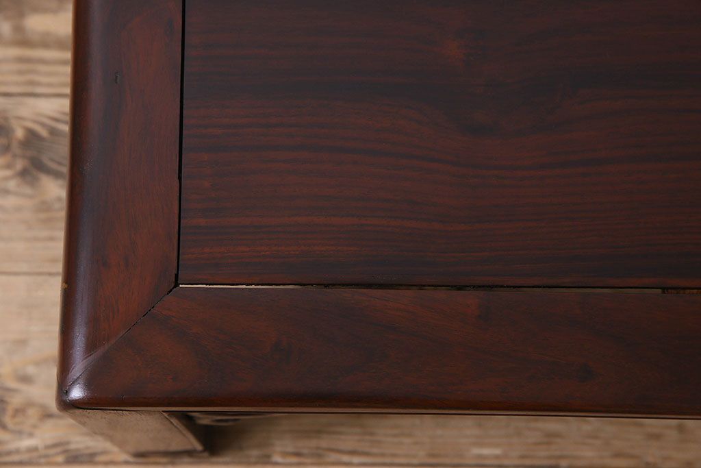 アンティーク家具　美しい透かし彫り!和製アンティーク　唐木材の文人文机(ローテーブル、座卓)