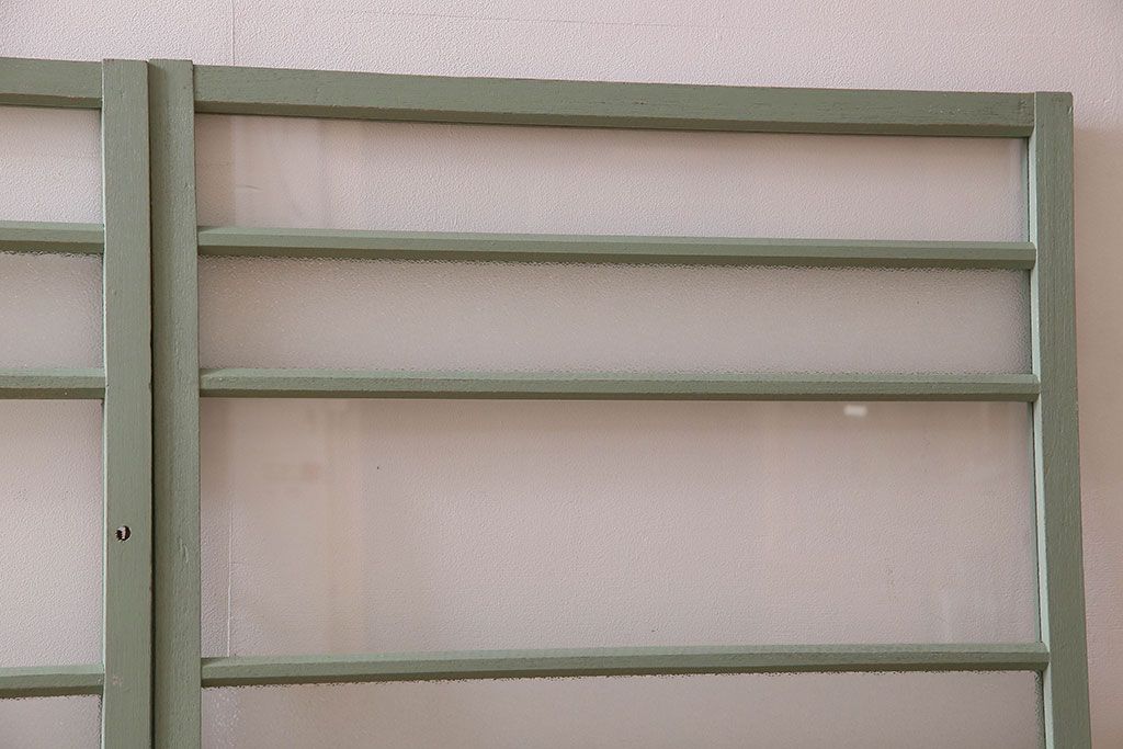 ペイント建具　可愛らしいカラーが素敵なアンティークガラス戸4枚セット(窓)
