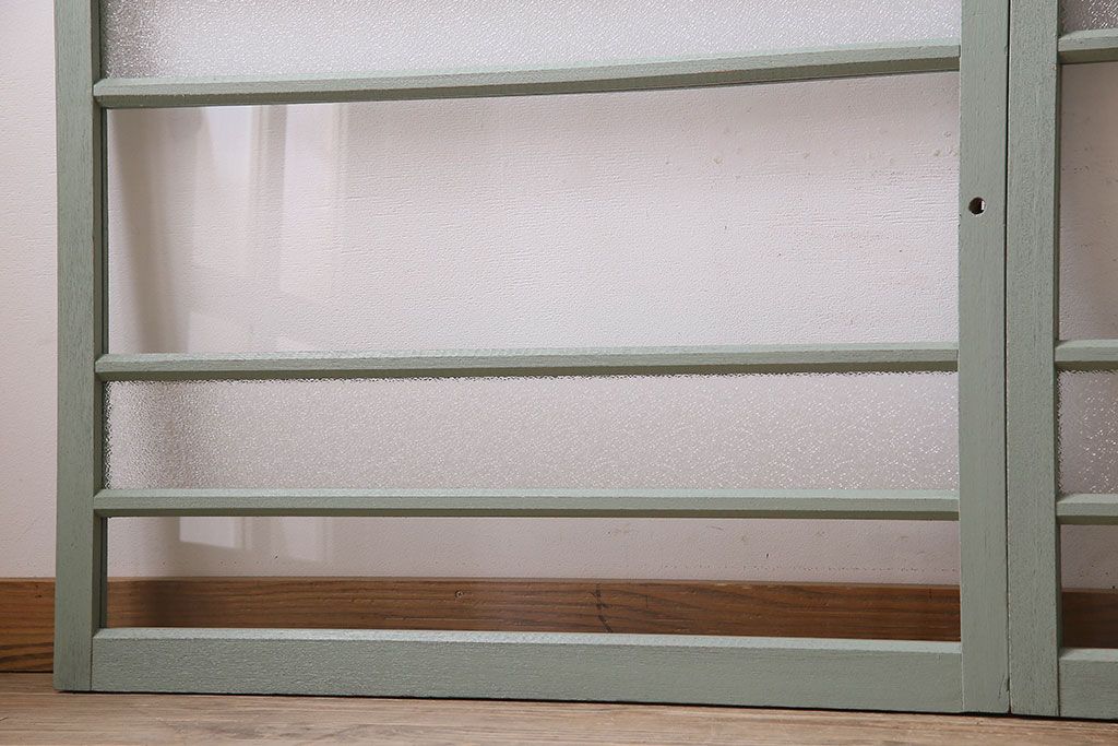 ペイント建具　可愛らしいカラーが素敵なアンティークガラス戸4枚セット(窓)