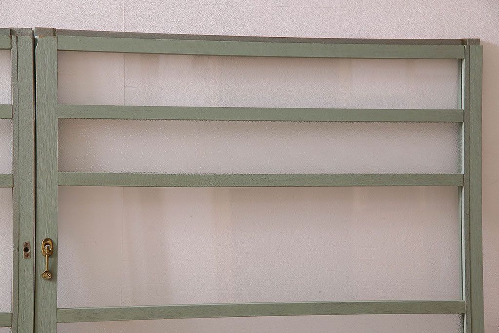 ペイント建具　可愛らしいカラーが素敵なアンティークガラス戸4枚セット(窓)