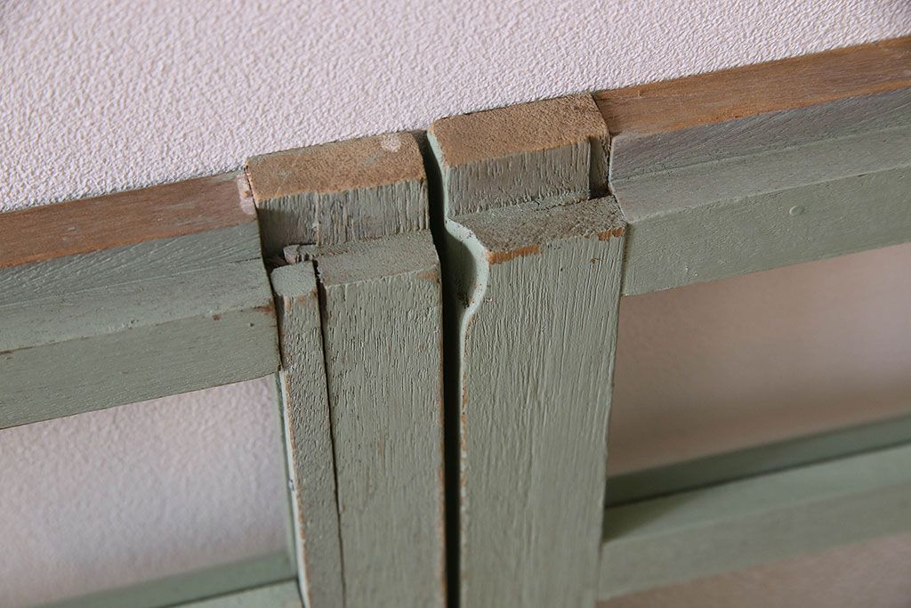 ペイント建具　可愛らしいカラーが素敵なアンティークガラス戸4枚セット(窓)