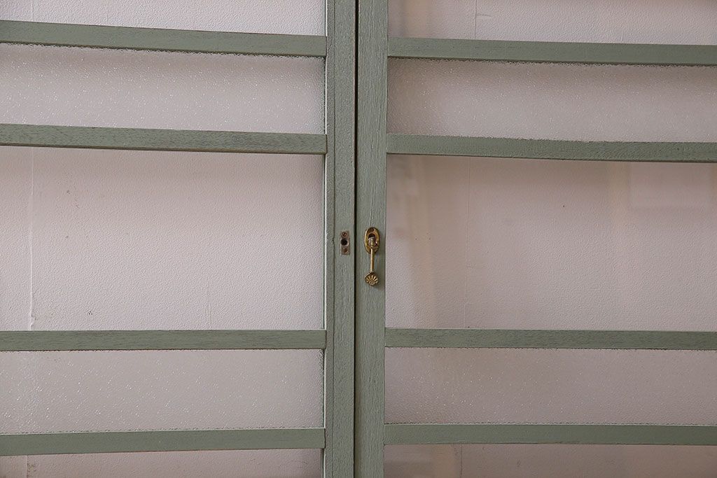 ペイント建具　可愛らしいカラーが素敵なアンティークガラス戸4枚セット(窓)