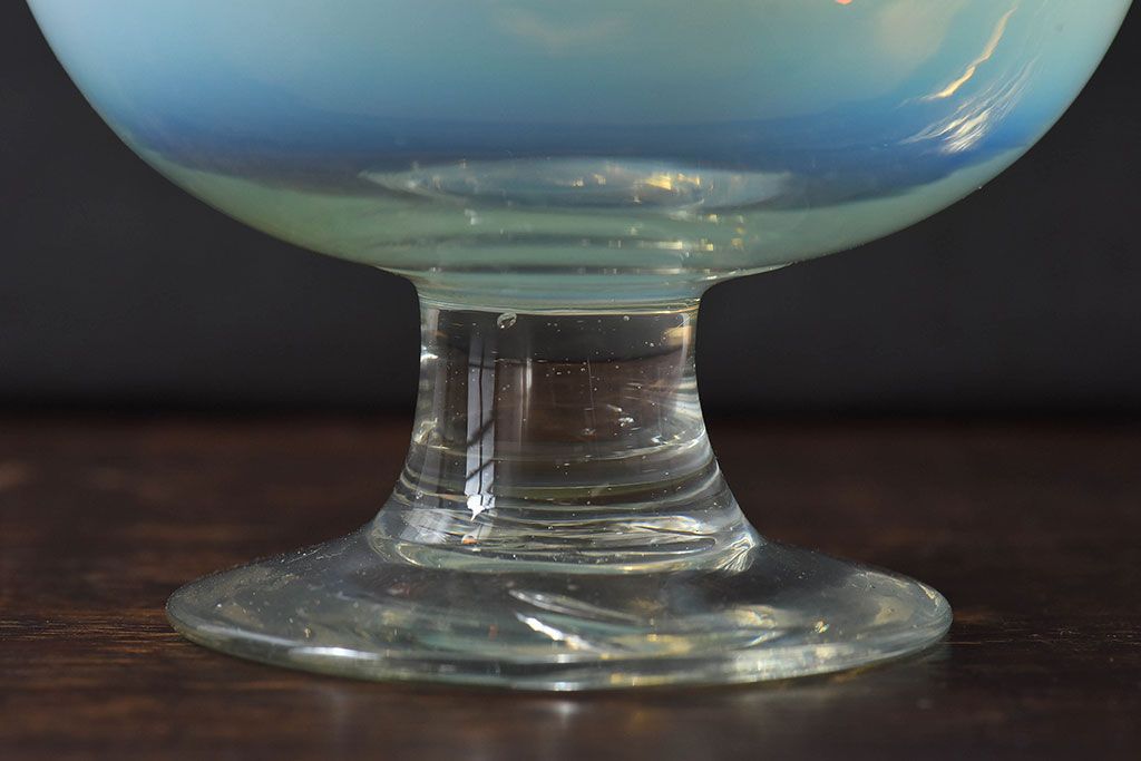 アンティーク雑貨　大正時代　青緑乳白暈し氷コップ(吹きガラス、和ガラス)(2)