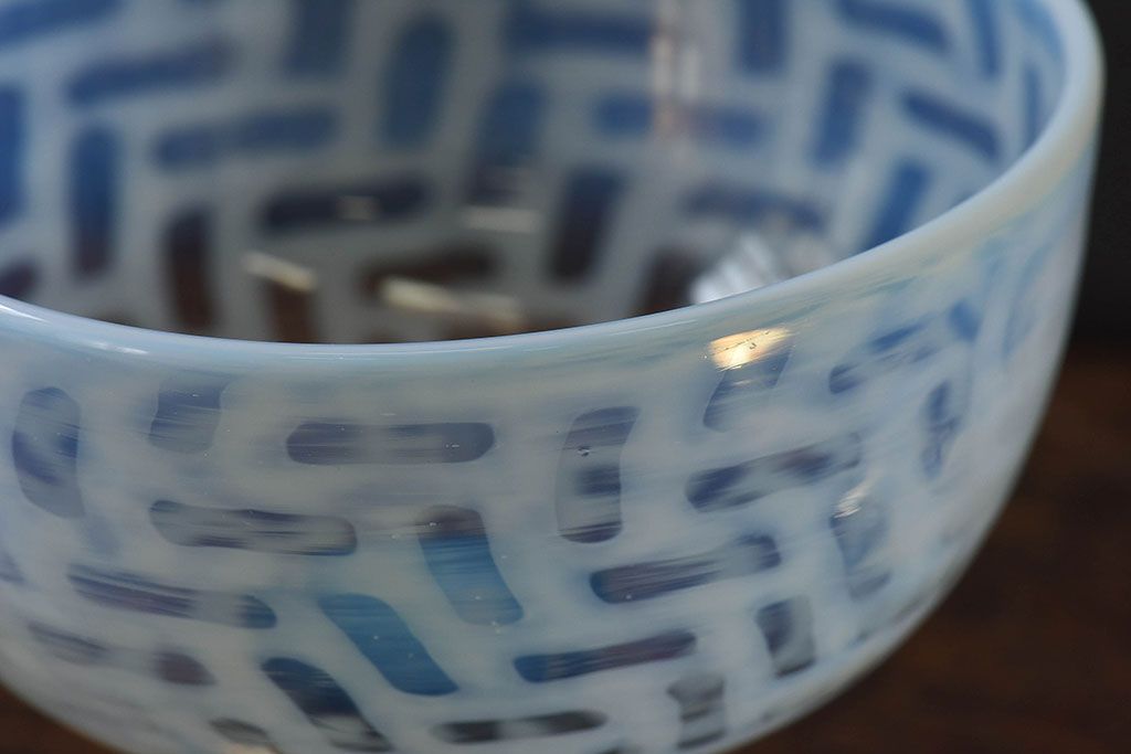 アンティーク雑貨　大正時代　籠目文　碗型氷コップ(和ガラス)