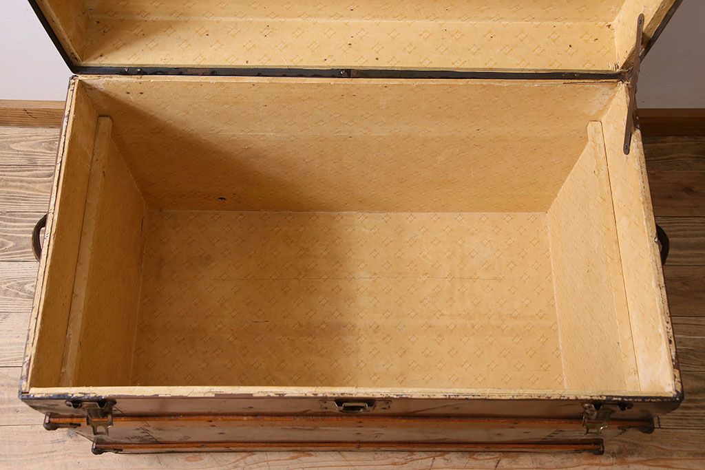 アンティーク雑貨　1940年頃　古い質感が味のあるアンティークトランク(収納箱)(2)