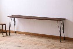 アンティーク家具　和製アンティーク　楠の木一枚板　鉄脚テーブル(アイアンテーブル、作業台、花台)
