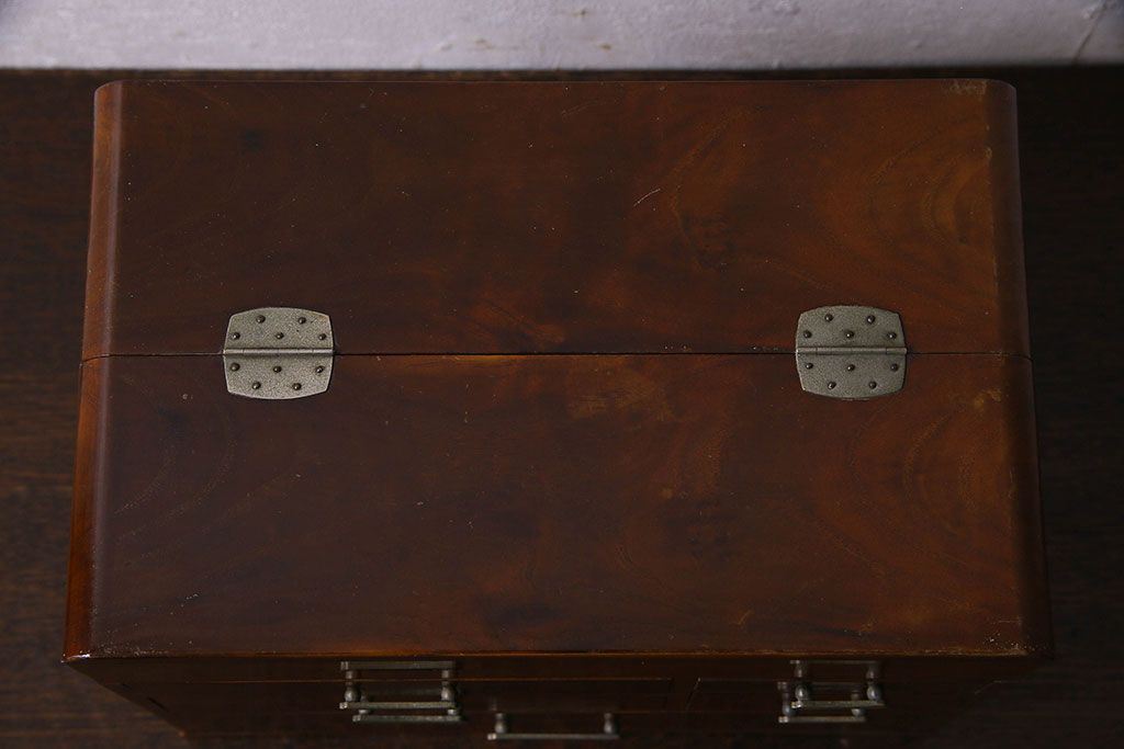 アンティーク雑貨　昭和レトロ　古い木製の裁縫箱(小引き出し、小物収納)