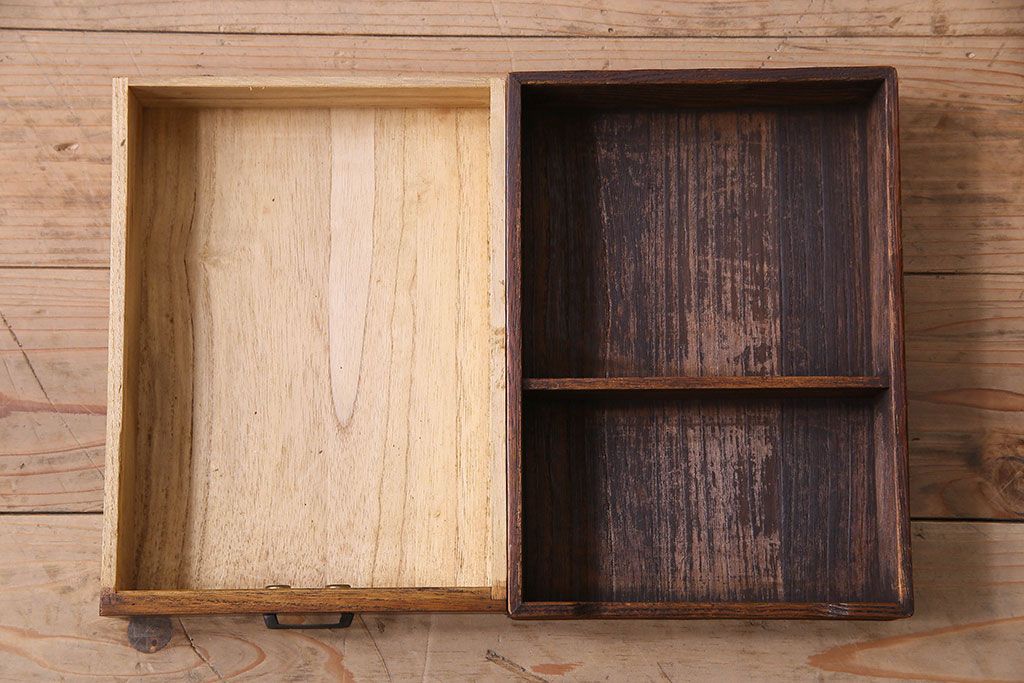 レトロ家具　桑材　桐材　昭和レトロの小引き出し(煙草盆、小物収納)