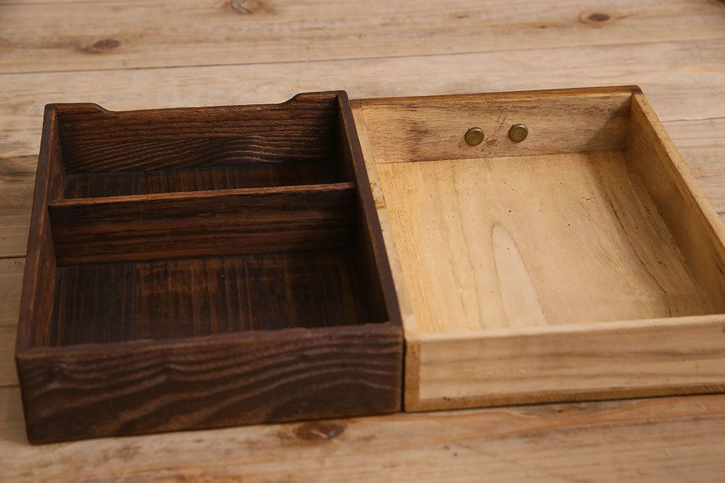 レトロ家具　桑材　桐材　昭和レトロの小引き出し(煙草盆、小物収納)