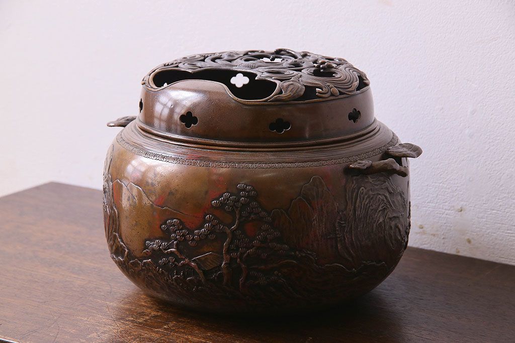 アンティーク雑貨　古民具・骨董　晴雲(原惣右衛門)作　斑紫銅香炉