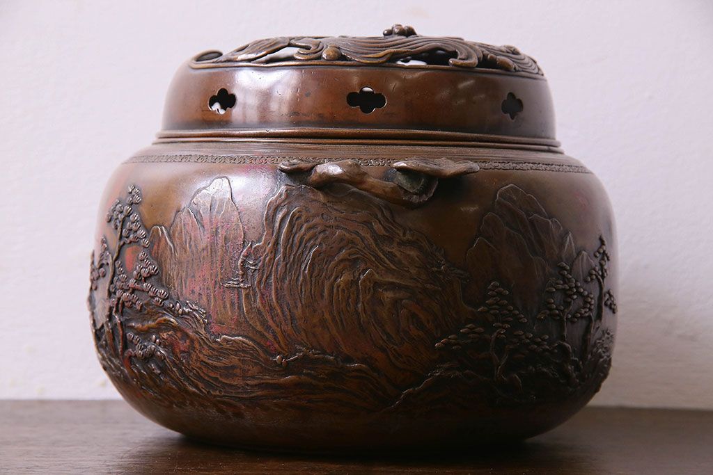 アンティーク雑貨　古民具・骨董　晴雲(原惣右衛門)作　斑紫銅香炉