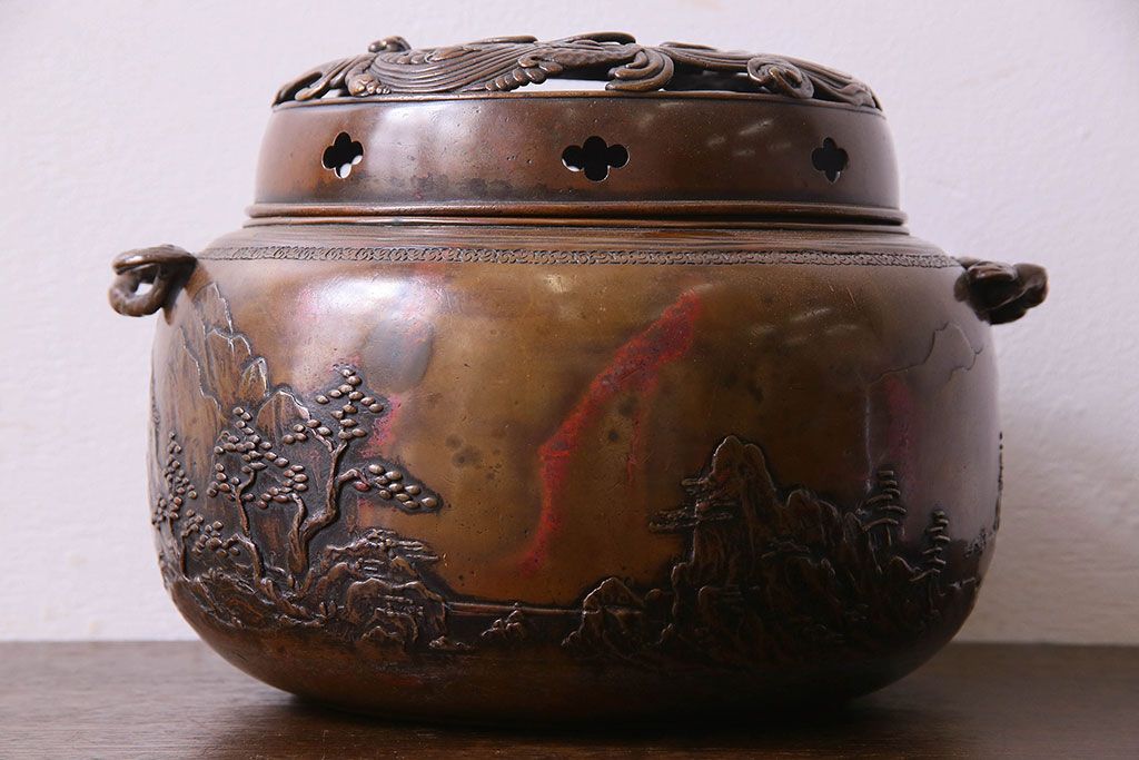 アンティーク雑貨　古民具・骨董　晴雲(原惣右衛門)作　斑紫銅香炉