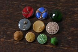 アンティーク雑貨　ビンテージ　チェコガラスボタン10個セット(1)