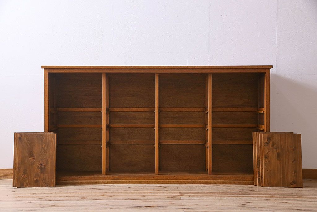 昭和レトロ 古家具 ガラス戸 飾り棚 オープンシェルフ サイド