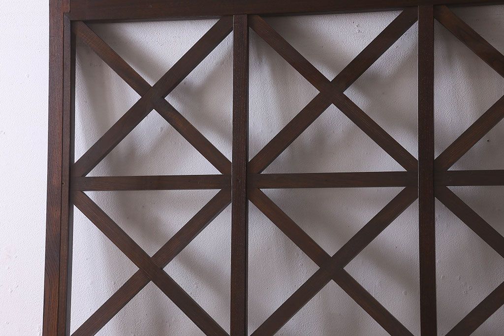 明治大正期　ケヤキ材　お洒落なデザインが素敵なガラス戸(格子戸、引き戸、蔵戸)