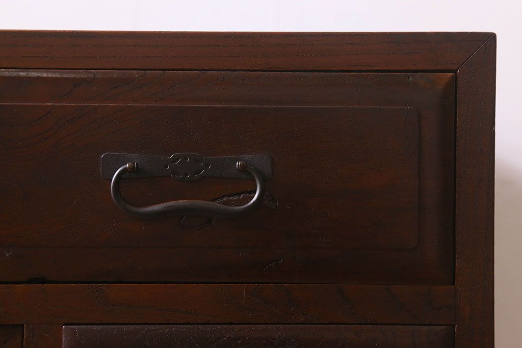 アンティーク家具　和製アンティーク　三方欅材　上質なキャビネット(茶箪笥・収納棚)