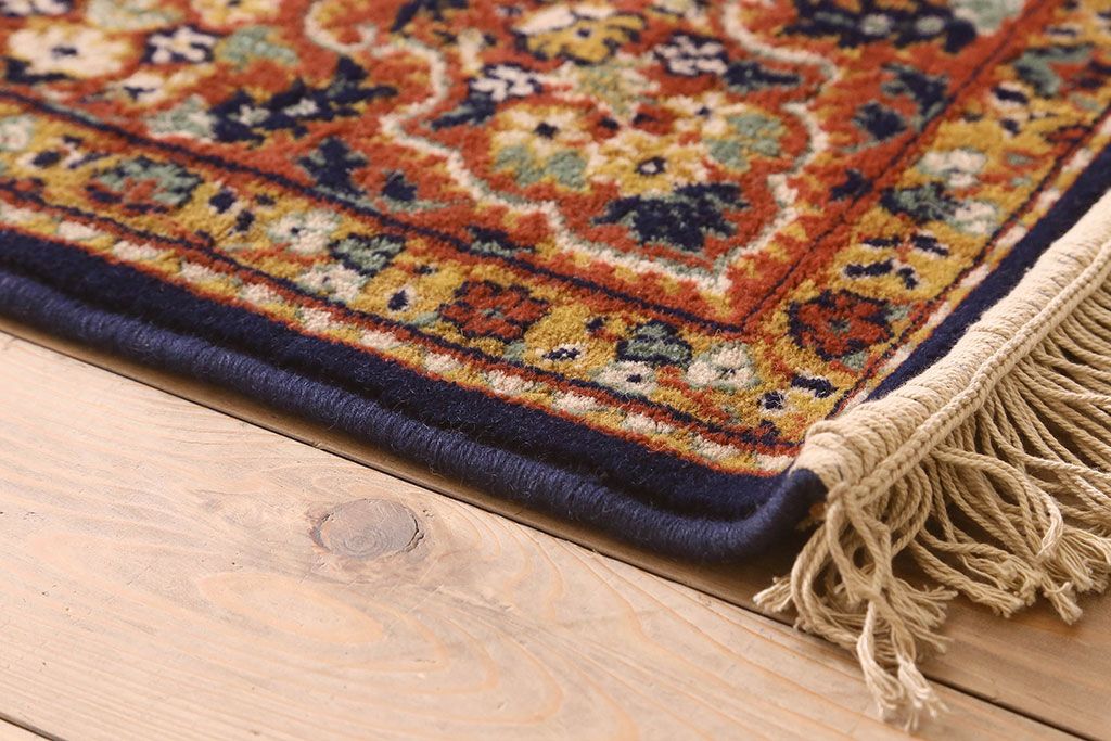 アンティーク雑貨　ベルギー製　上質なウィルトン織のビンテージカーペット(絨毯、マット、ラグ)