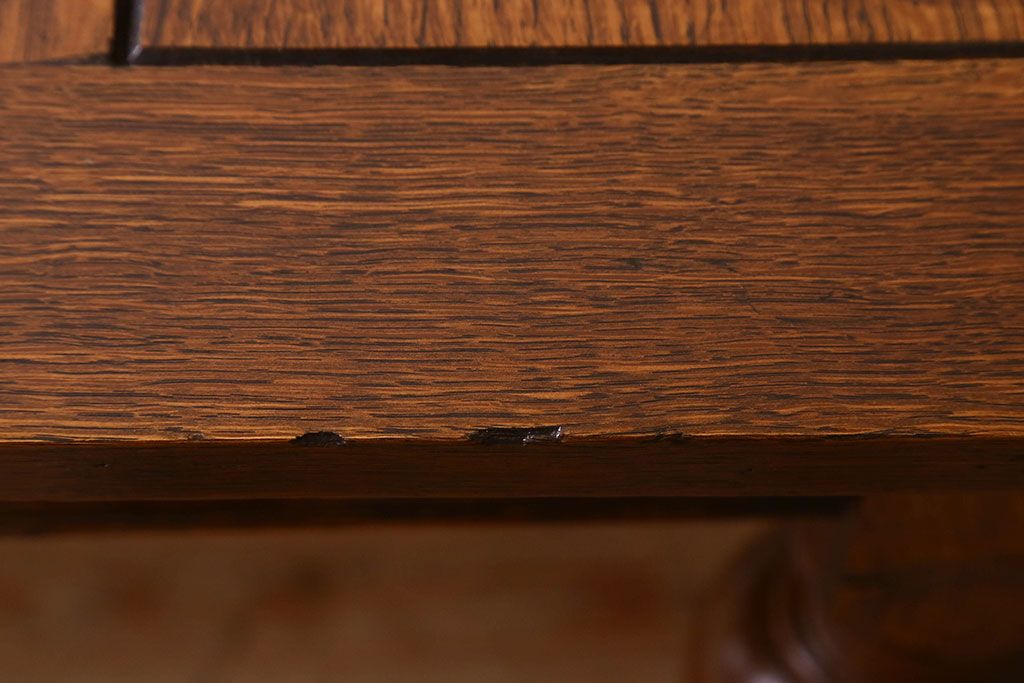 アンティーク家具　イギリスアンティーク　オーク材　シックなドローリーフテーブル(エクステンションテーブル、ダイニングテ  ーブル)