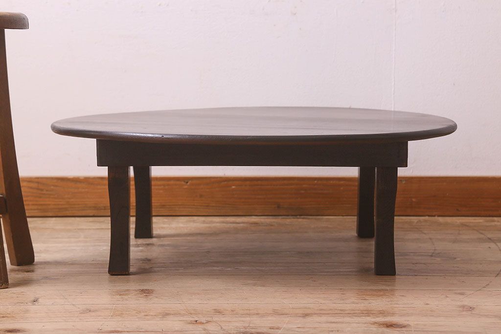 レトロ家具 昭和レトロ 深みのある色味が素敵な丸ちゃぶ台(座卓、ロー 