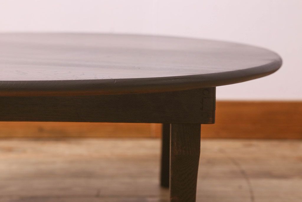 レトロ家具　昭和レトロ　深みのある色味が素敵な丸ちゃぶ台(座卓、ローテーブル、折り畳みテーブル)