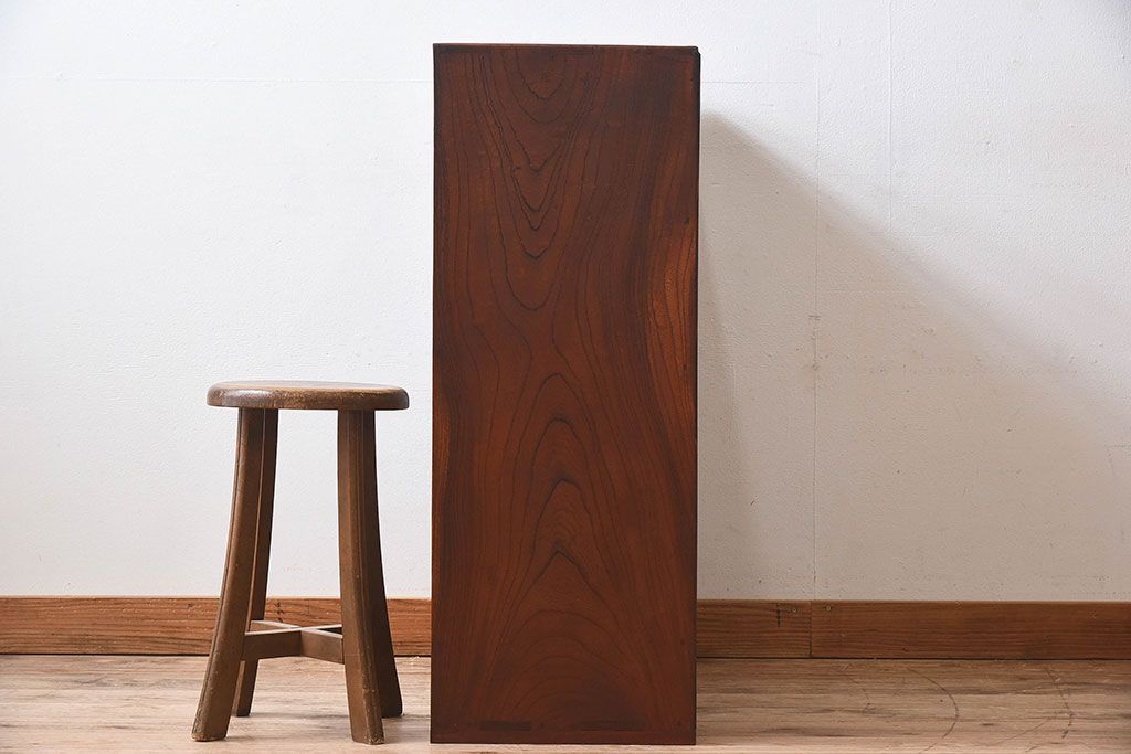 アンティーク家具　和製アンティーク　上手物!三方ケヤキ材の上質な茶箪笥(収納棚、茶棚、戸棚)