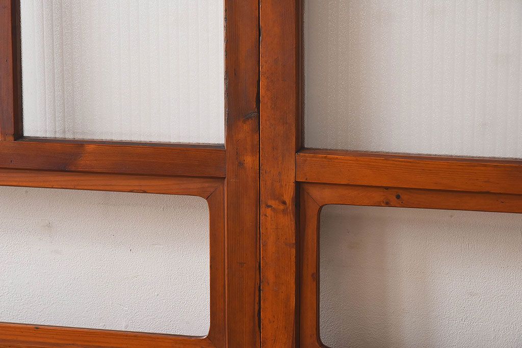 昭和レトロ クリアガラスと銀モールガラス使用 檜材の木目が魅力的な
