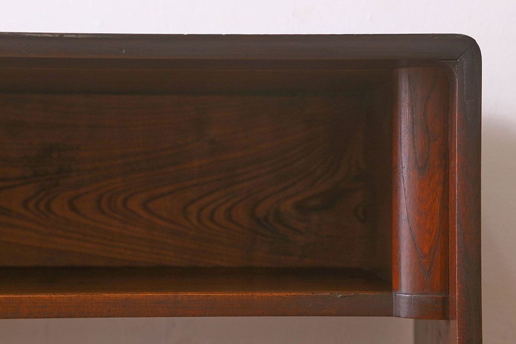 アンティーク家具　【展示品】和製アンティーク　明治〜大正期　木目が美しい総欅材の茶棚(収納棚、食器棚、飾り棚)