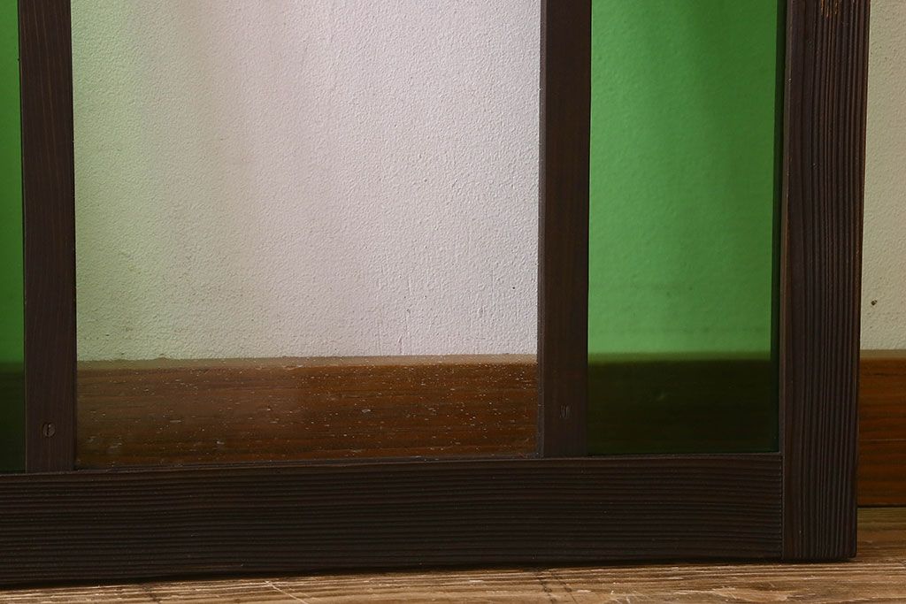 和製アンティーク　気泡ガラス　色ガラス　レトロな雰囲気漂うガラス戸(窓、引き戸)2枚組