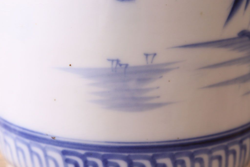 アンティーク雑貨　和製アンティーク　山水図が描かれた瀬戸火鉢(鉢カバー)