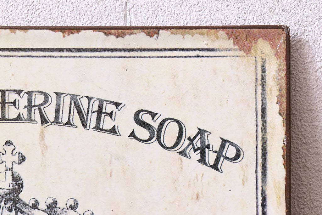 アンティーク雑貨　イギリスビンテージ　Metal Bathroom Sign or Plaque Advertising Pure Powder Soap　看板(ディスプレイ雑貨)