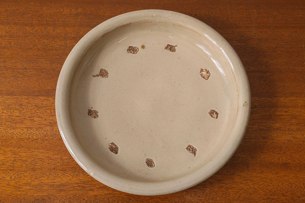 アンティーク雑貨　明治大正期　益子焼　アンティーク石皿(和食器)(2)
