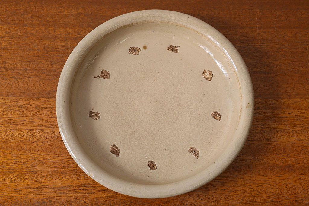 アンティーク雑貨　明治大正期　益子焼　アンティーク石皿(和食器)(2)