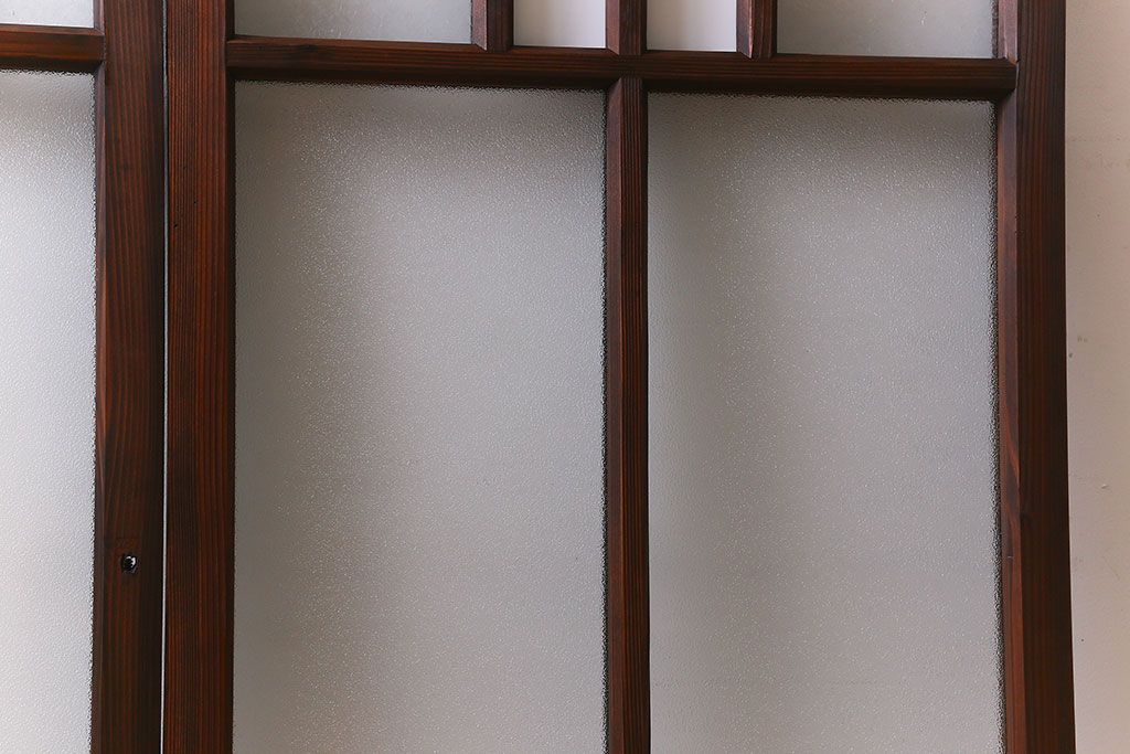 大正〜昭和期　結霜ガラス・色ガラス入り!モダンな雰囲気が魅力的なガラス戸(引き戸、窓)