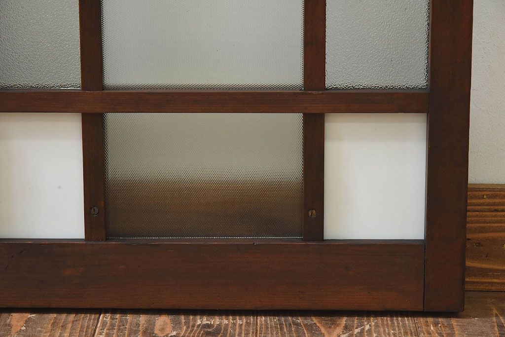 和製アンティーク　大正ロマン香る　色ガラス入りのガラス戸4枚セット(引き戸、窓)
