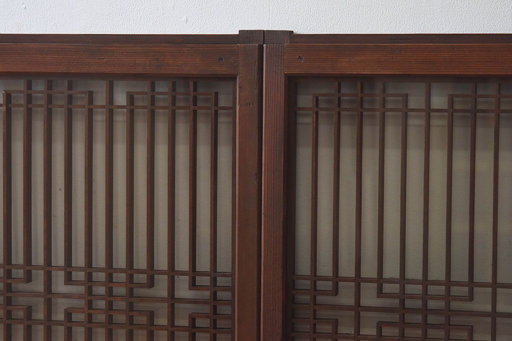 昭和期　組子のデザインが目を引く書院ガラス戸(引き戸、窓)