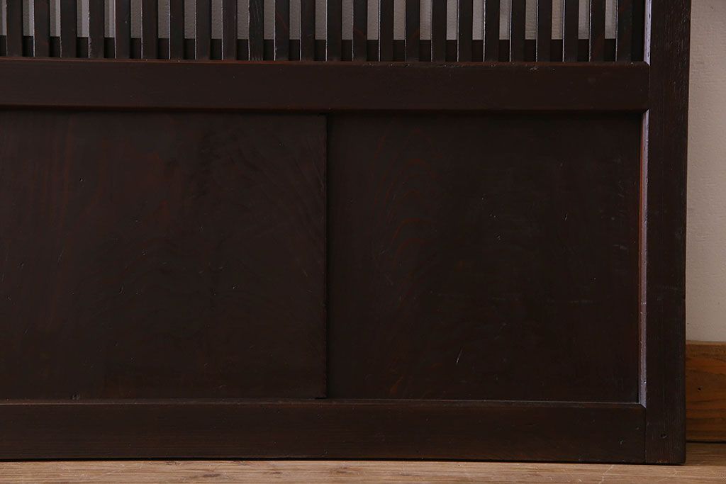 和製アンティーク　古い木のガラス入り格子戸(引き戸、建具)4枚セット
