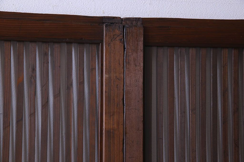 【S様ご成約分】和製アンティーク　和モダンなガラス入り格子戸(引き戸、建具)