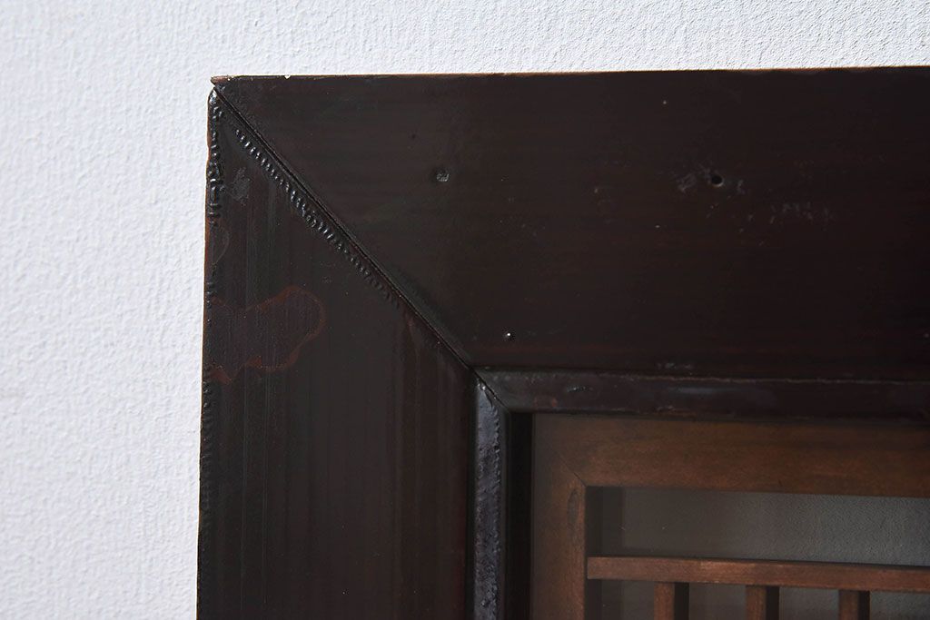 アンティーク雑貨　和製アンティーク　古い木製のガラス書院欄間(明かり取り、明り取り)(2)