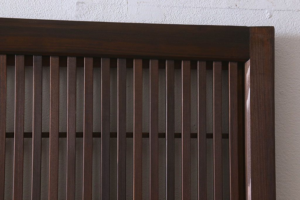 和製アンティーク　裏障子付き　ガラス帯の格子戸(引き戸、建具)2枚セット