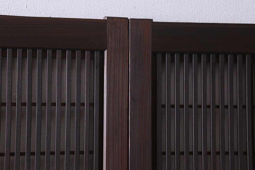 【I様ご成約済み】和製アンティーク　細かな格子のデザインが美しい裏障子付き格子戸(建具、引き戸)4枚セット