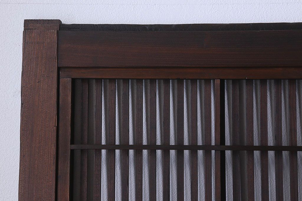 【I様ご成約済み】和製アンティーク　細かな格子のデザインが美しい裏障子付き格子戸(建具、引き戸)4枚セット