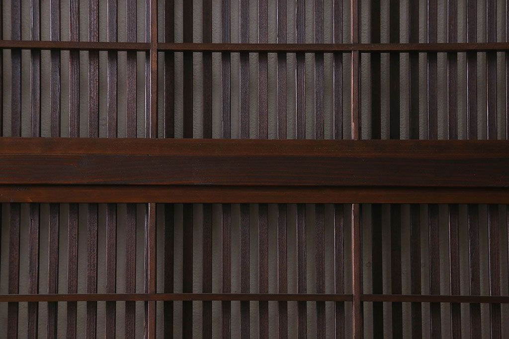 【I様ご成約済み】和製アンティーク　細かな格子のデザインが美しい裏障子付き格子戸(建具、引き戸)4枚セット