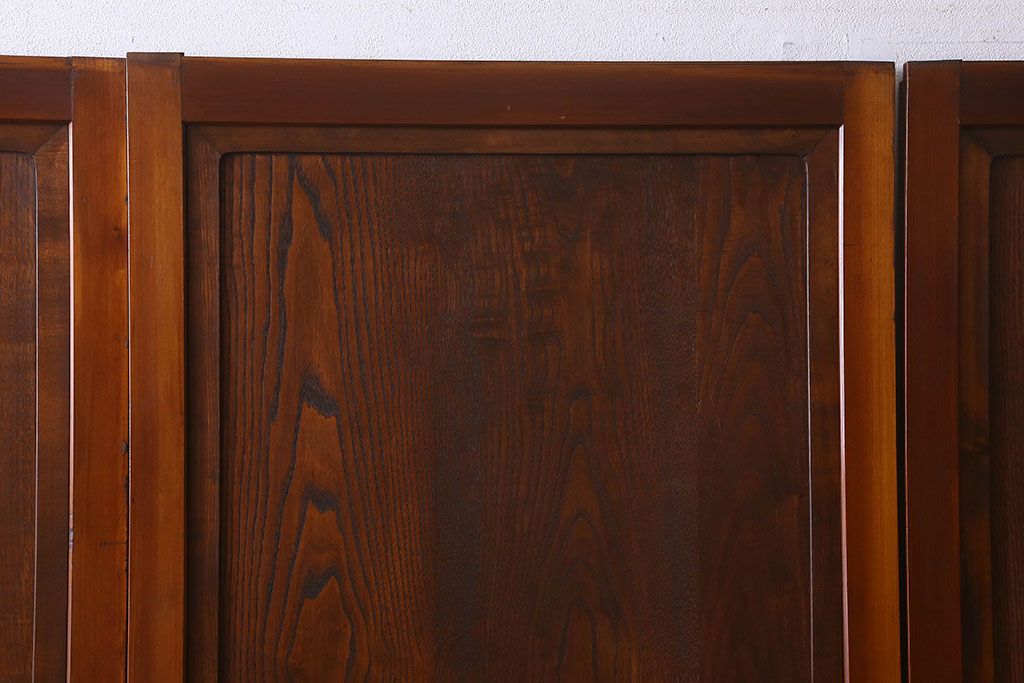 和製アンティーク　美しい組子が目を惹く格子帯戸(引き戸、建具、ガラス帯戸)4枚セット