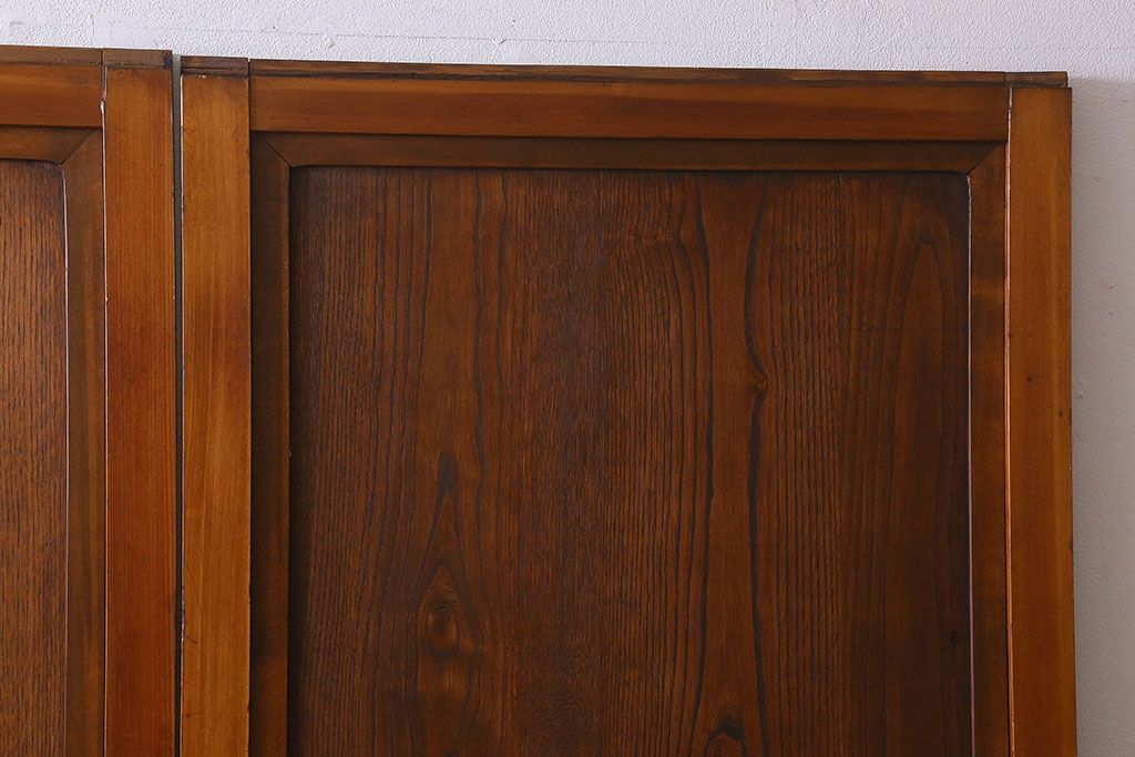 和製アンティーク　美しい組子が目を惹く格子帯戸(引き戸、建具、ガラス帯戸)4枚セット