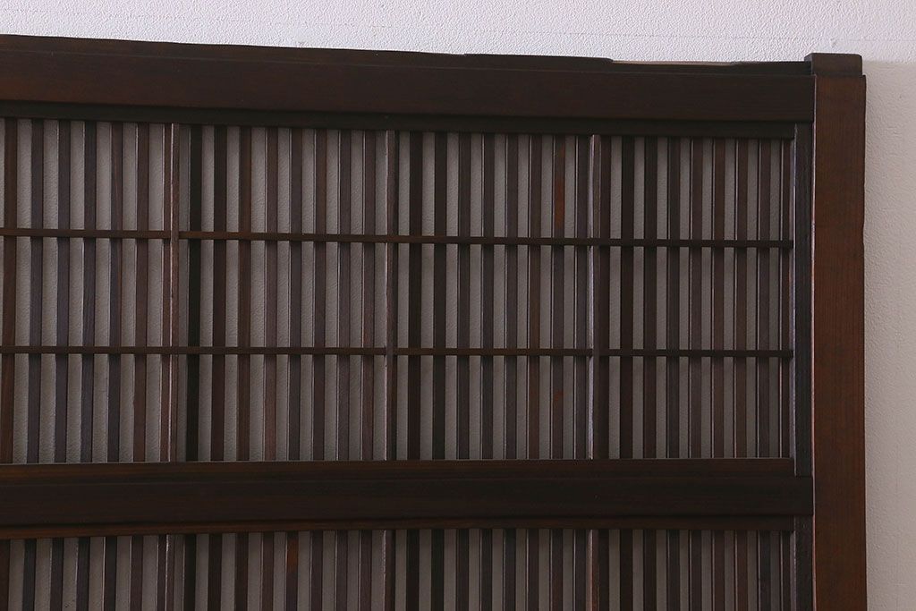 【I様ご成約済み】和製アンティーク　古い木の裏障子付き格子戸(引き戸、建具)4枚セット