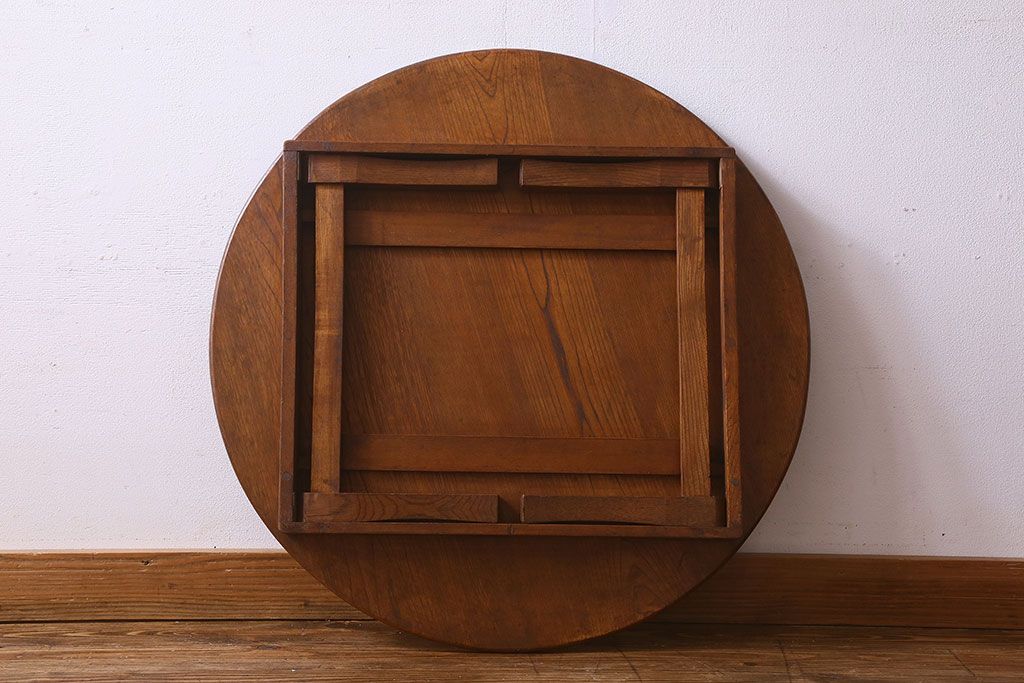 アンティーク家具　和製アンティーク　大正昭和期の古い丸ちゃぶ台(ローテーブル、座卓)