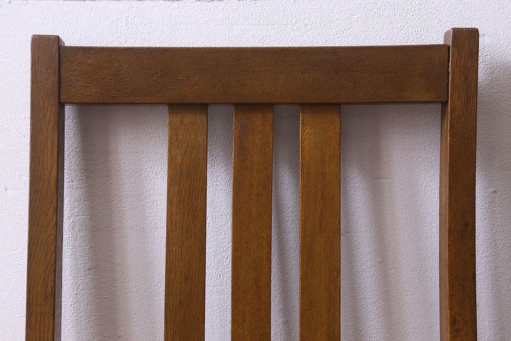 レトロ家具　昭和レトロ　ナラ材　シンプルなデザインのチェア(椅子、ダイニングチェア、ワークチェア)