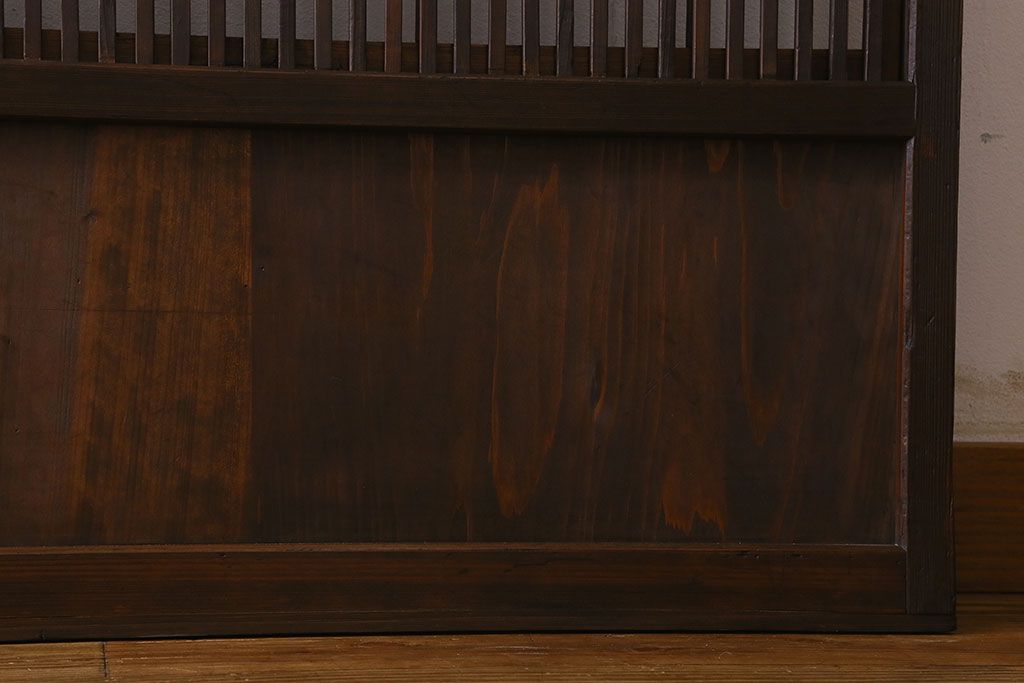 和製アンティーク　和モダンな雰囲気漂うガラス帯の格子戸(引き戸、建具)2枚セット