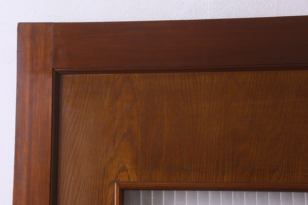 昭和レトロ 銀モールガラス入り 懐かしい雰囲気漂う木製ドア(扉 昭和レトロ 銀モールガラス入り 懐かしい雰囲気漂う木製ドア(扉