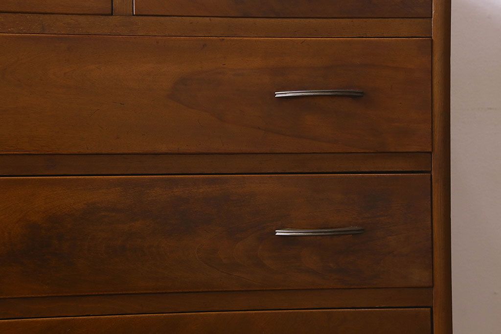 レトロ家具　昭和レトロ　カバ材製のシンプルなヴィンテージチェスト(引き出し、衣装箪笥、ビンテージ)